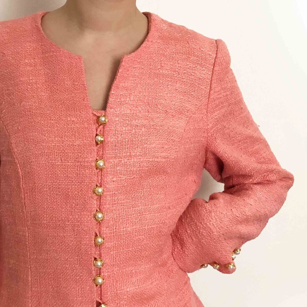 Coral Silk & Linen Blazer - Picture 6 of 6